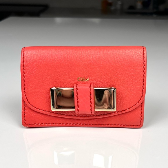 Chloe Handbags - Chloé Coral Leather Card Holder